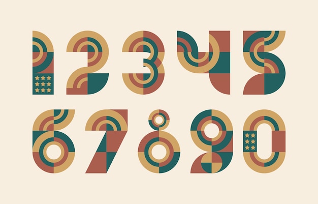 geometric numbers with elegant flat color concept