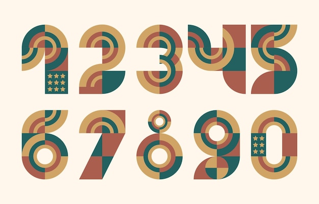 geometric numbers with elegant flat color concept