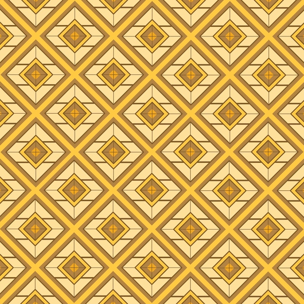 Geometric Pattern Features Interlocking Yellow and Brown Diamonds