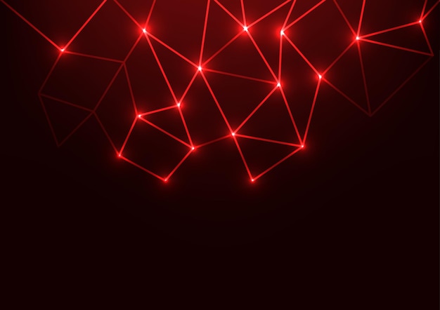 Geometric red neon light line electric presentation dark background