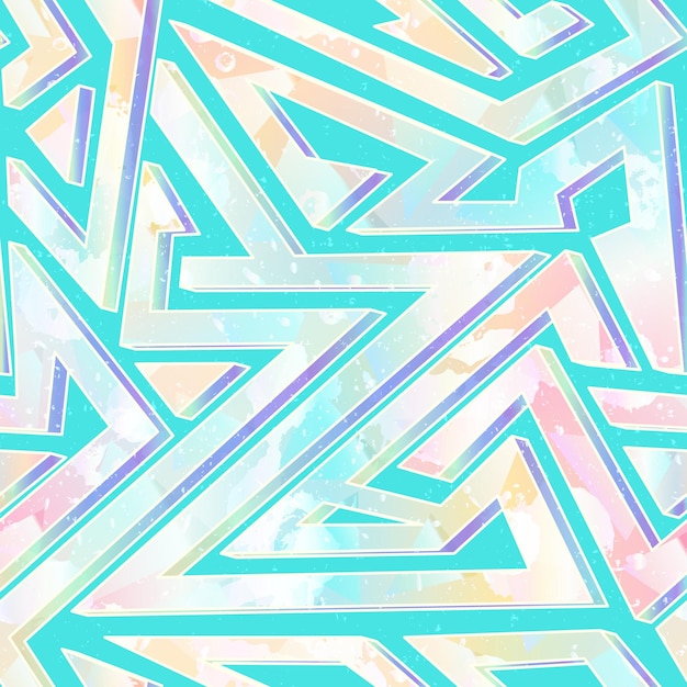Geometric seamless pattern with grunge effect