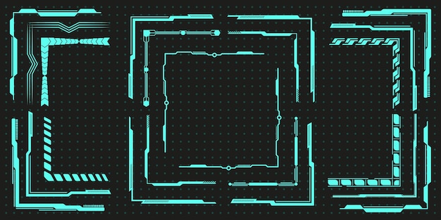 Geometric trendy y2k ui frame element set vintage neon game hud icon graphic modern techno 90s