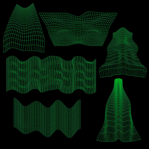 Geometric wireframe 3D waves and meshes