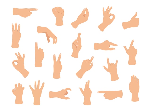 Gesturing hand set Hand with counting gestures sign