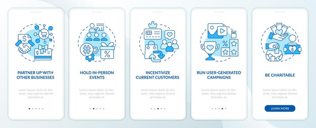 Get new clients for business blue onboarding mobile app screen