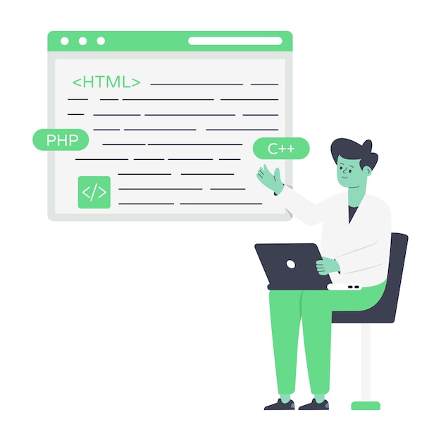 Get this flat illustration of programming