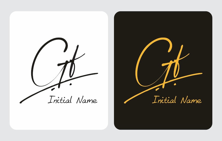 Vector gf g f initial handwriting gf initial handwriting signature logo template vector hand lettering