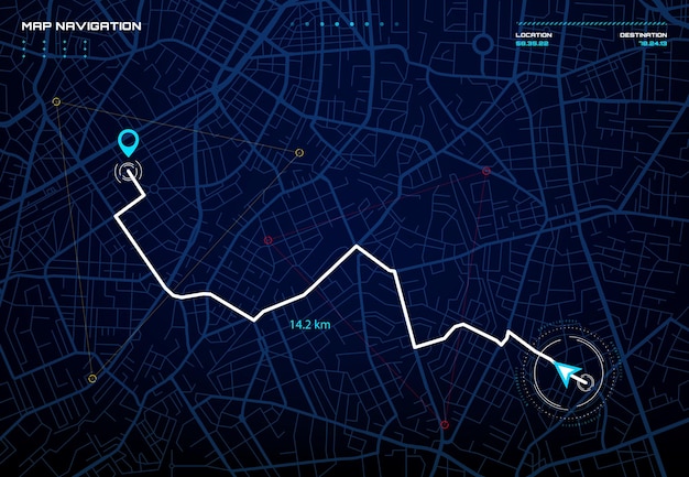 Giao diện điều hướng bản đồ thành phố Màn hình trình điều hướng GPS