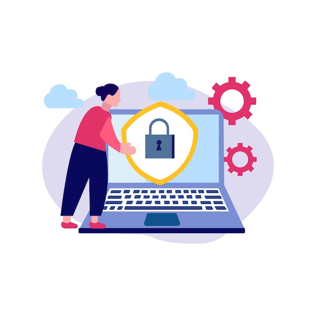 Girl doing laptop security