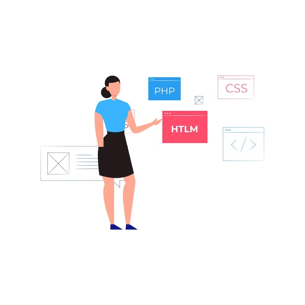 Girl showing HTML PHP and CSS coding