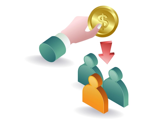 giving coins to business team