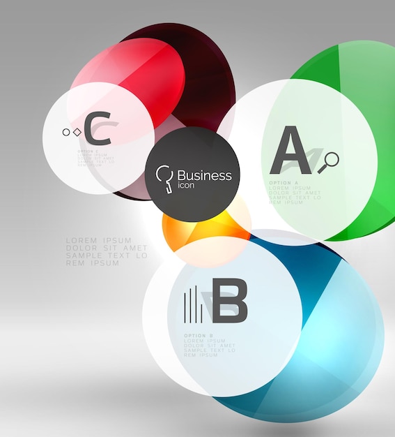 Glass circles banner in 3d space