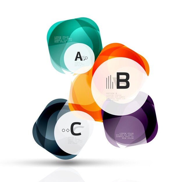 Glass glossy abstract stones with text Vector template background for print workflow layout diagram number options or web design banner
