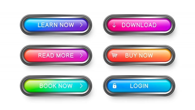 Glass rectangular buttons with rounded corners. 