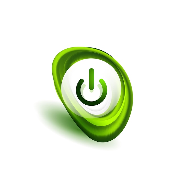Glass transparent effect power start button with swirl design effect on off icon vector UI or app symbol design Vector illustration