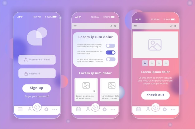 Glassmorphism Mobile App design