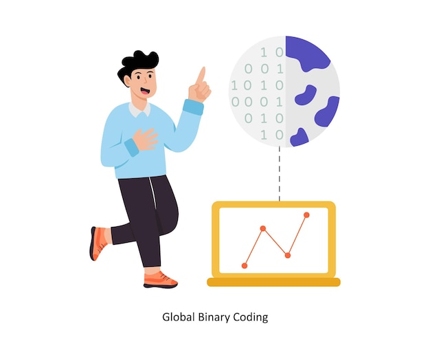 Global Binary Coding concept vector illustration Database isolated On white Background