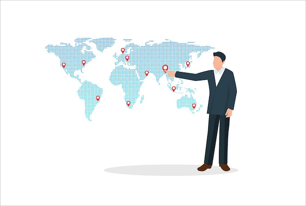global business expansion open company branches franchise in new location to cover all continent