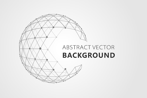 global grid sphere abstract geometric shapes with spherical cut triangles