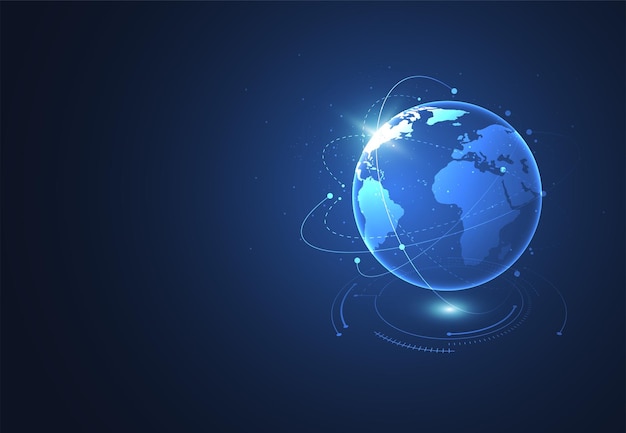 global network connection world map point and line composition concept of global business vector illustration