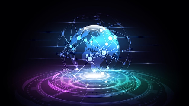 global network connection world map