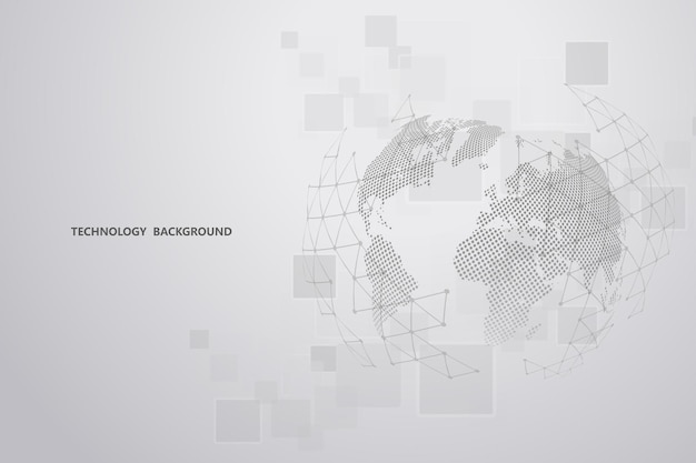 Global network connectionAbstract background technology graphic design Network wireless systems and internet Big data Global network high speed connection data rate technology
