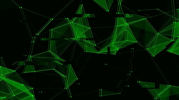 Global network connections with glitch effect Abstract vector neural networks in cyberspace Futuristic grid artificial intelligence Technology virtual cyber dynamic