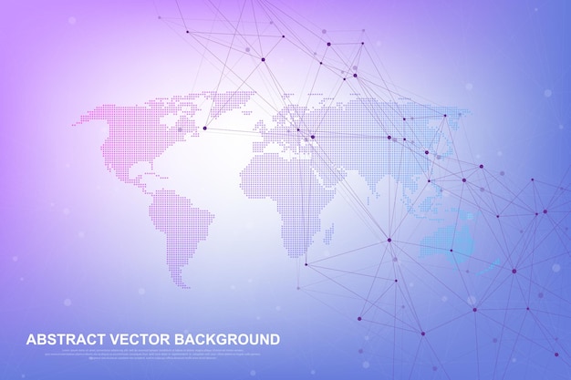 Global structure networking and data connection concept. Social network communication in the global computer networks. Internet technology. Business. Science. Vector illustration.