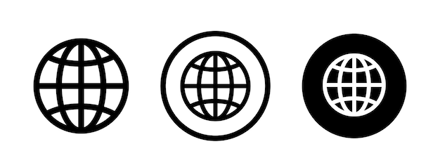 globe icon set planet earth world map in different variations