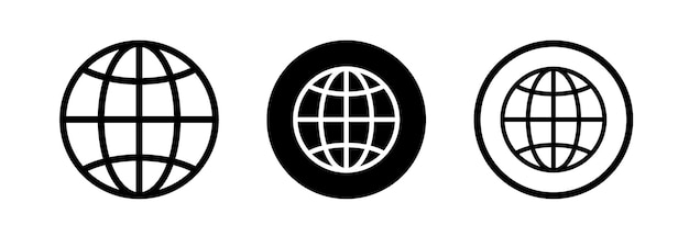 globe icon set world icon planet earth world map in different variations