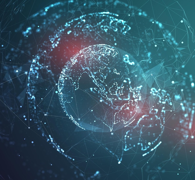 globe, planet earth, from dots