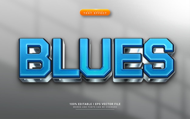 Glossy blues 3d style text effect