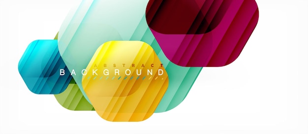 glossy color hexagons modern composition background shiny glass design