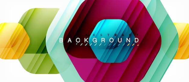glossy color hexagons modern composition background shiny glass design