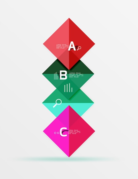 Glossy squares with text abstract geometric design concept Vector template background for workflow layout diagram number options or web design