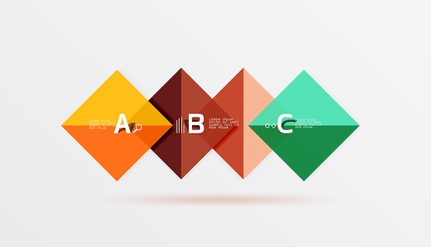 Glossy squares with text abstract geometric design concept Vector template background for workflow layout diagram number options or web design