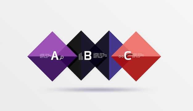 glossy squares with text abstract geometric design concept vector template background for workflow layout diagram number options or web design
