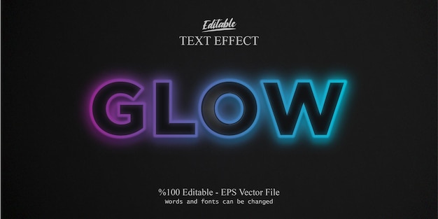 glow editable text effect vector