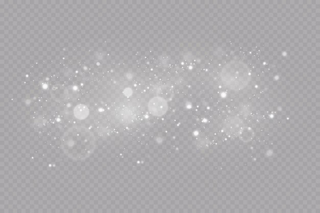 Glow effect Vector illustration Christmas dust flash Snow is falling Snowflakes