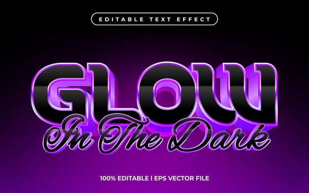 glow in the dark text effect editable video cover and banner text style 3d typography template