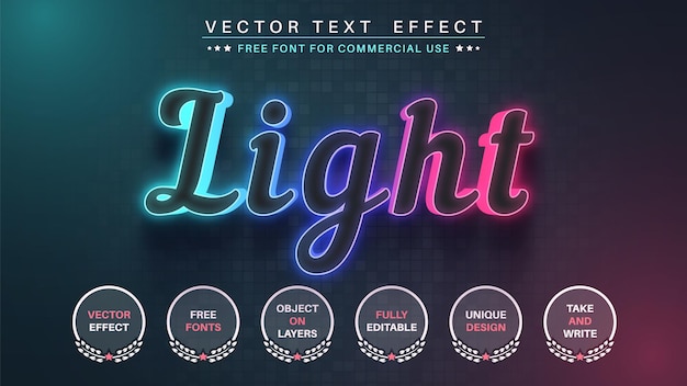 glow light edit text effect font style