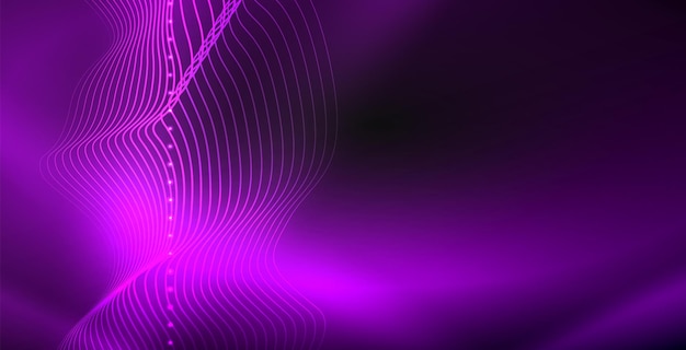 Glowing abstract wave on dark shiny motion magic space light Techno abstract background