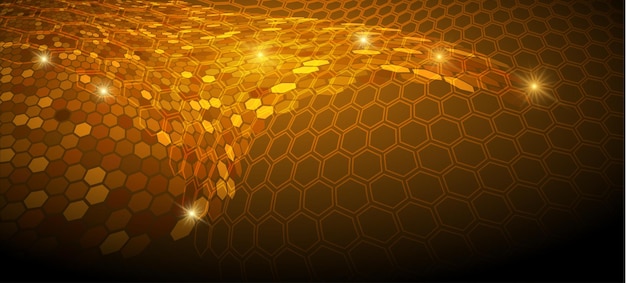 glowing background with hexagon pattern surface