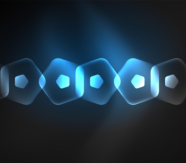 Glowing blue glass transparent pentagans geometric abstract digital background Vector illustration