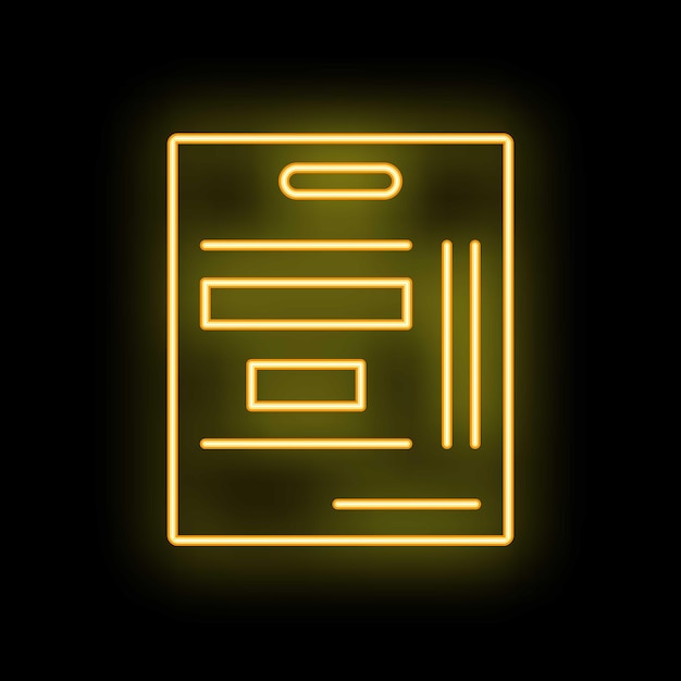Glowing neon line clipboard checklist task list icon graphic on a black background