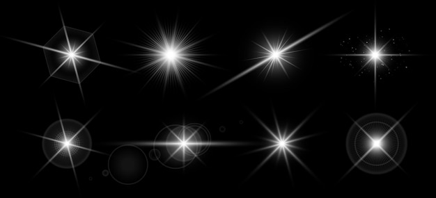 glowing starburst with sparkling flare and radiant beams on a transparent background bright light