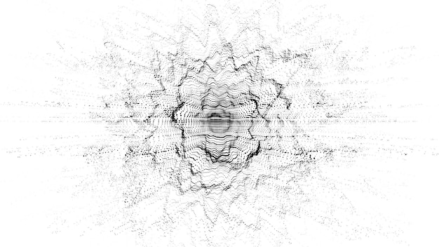 Glowing wave with motion dots and top view Abstract digital background Particle explosion Concept connection big data Futuristic technology backdrop Vector illustration