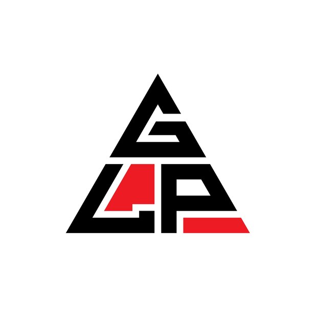 GLP triangle letter logo design with triangle shape GLP triangle logo design monogram GLP triangle vector logo template with red color GLP triangular logo Simple Elegant and Luxurious Logo
