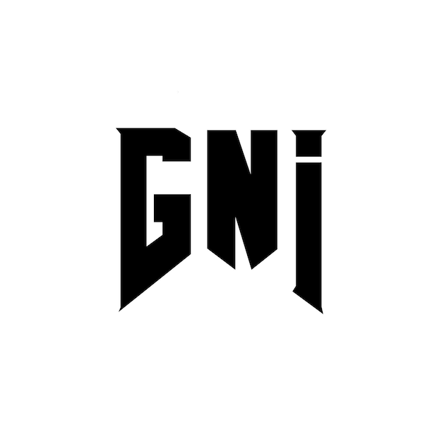 GNI letter logo design for technology company GNI logo design black and white color combination GNI logo GNI vector GNI design GNI icon GNI alphabet GNI typography logo design