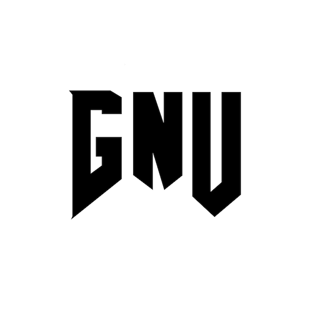 GNU letter logo design for technology company GNU logo design black and white color combination GNU logo GNU vector GNU design GNU icon GNU alphabet GNU typography logo design